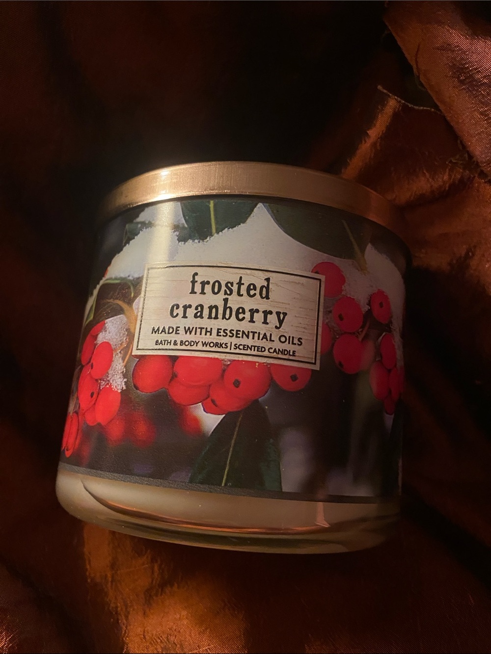 Bath & Body Works Frosted Cranberry Candle - Red & Gold